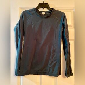 Athleta seamless long sleeve top, dark green, size small